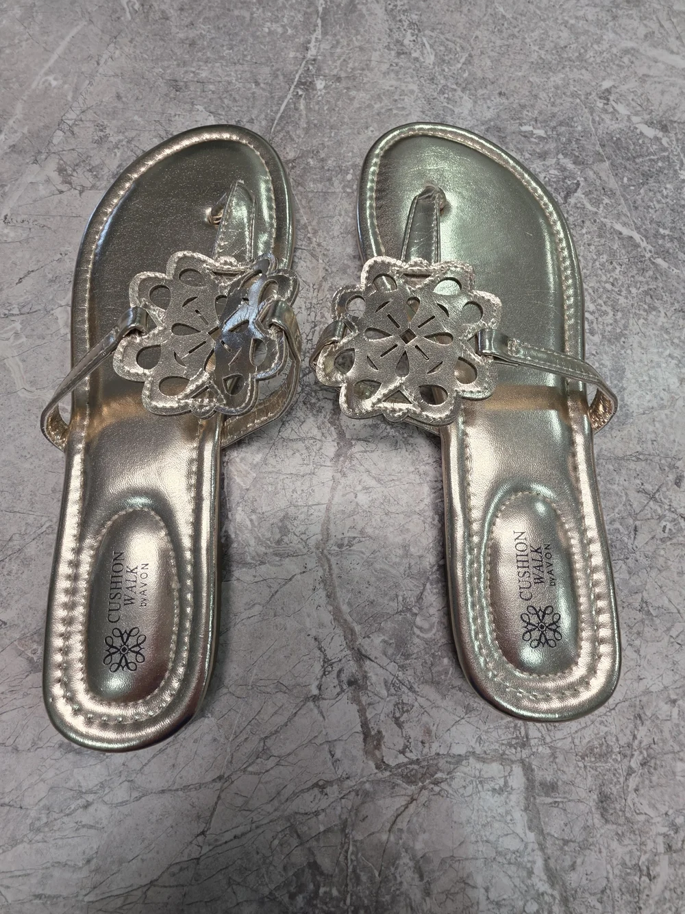 Avon Metallic Gold Flat Sandals
